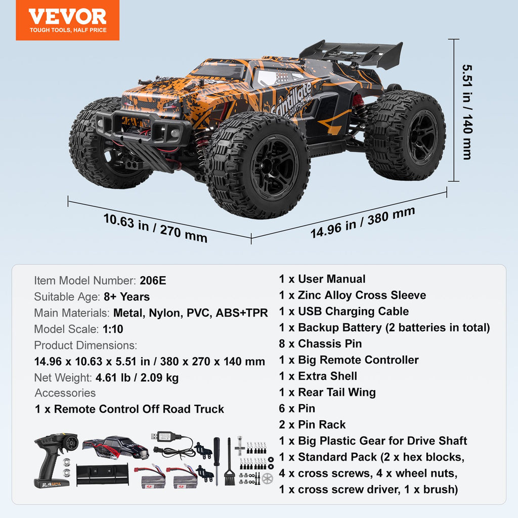 Nuotolinio valdymo automobilis VEVOR 206E, 50 km/h greitis