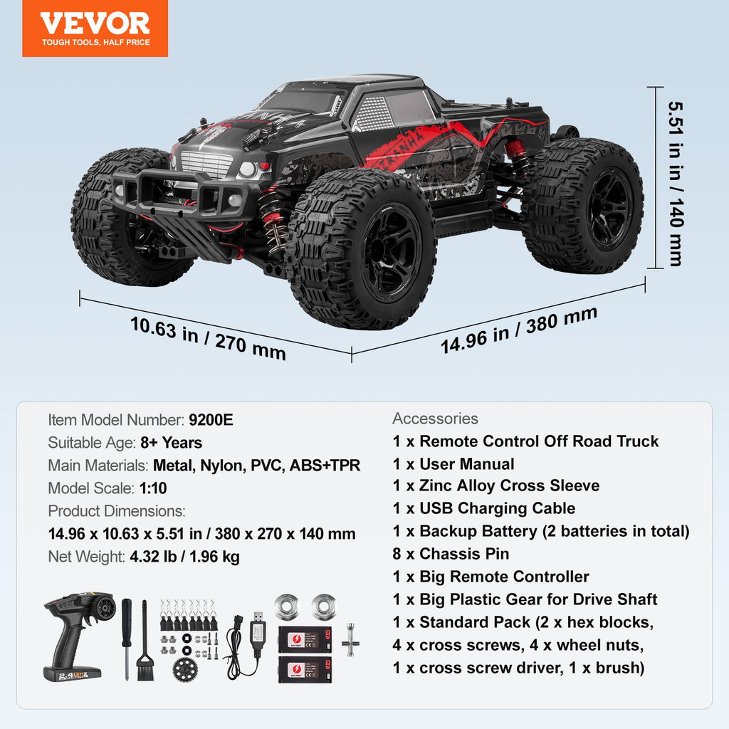 Nuotolinio valdymo automobilis VEVOR 9200E, 1:10 mastelis