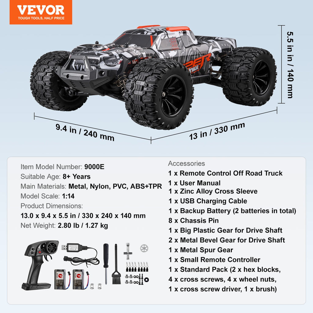 Nuotolinio valdymo automobilis VEVOR 9000E, 38 km/h