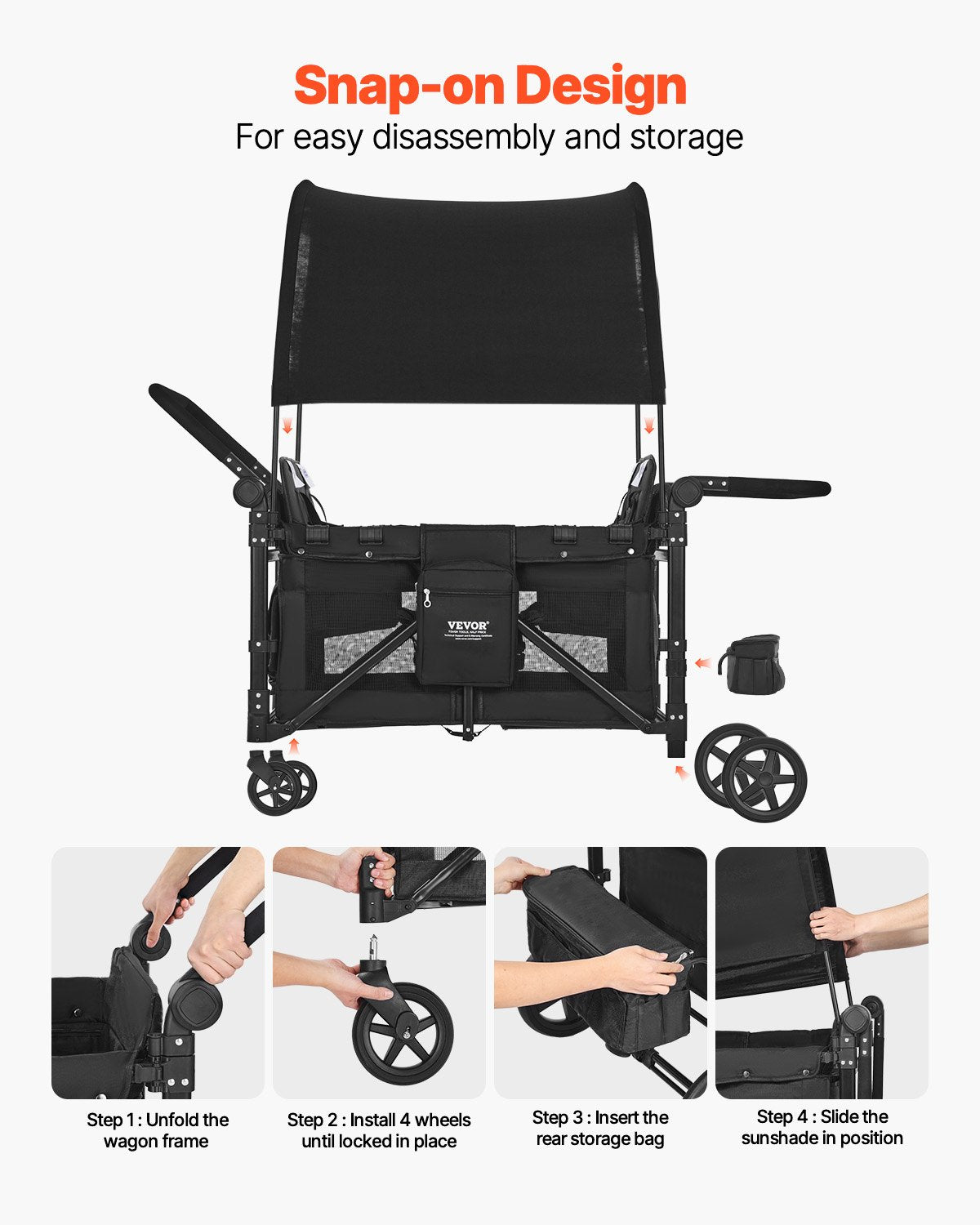 Vežimėlis-vagonėlis keturiems vaikams VEVOR IM4seater-HS, iki 150 kg