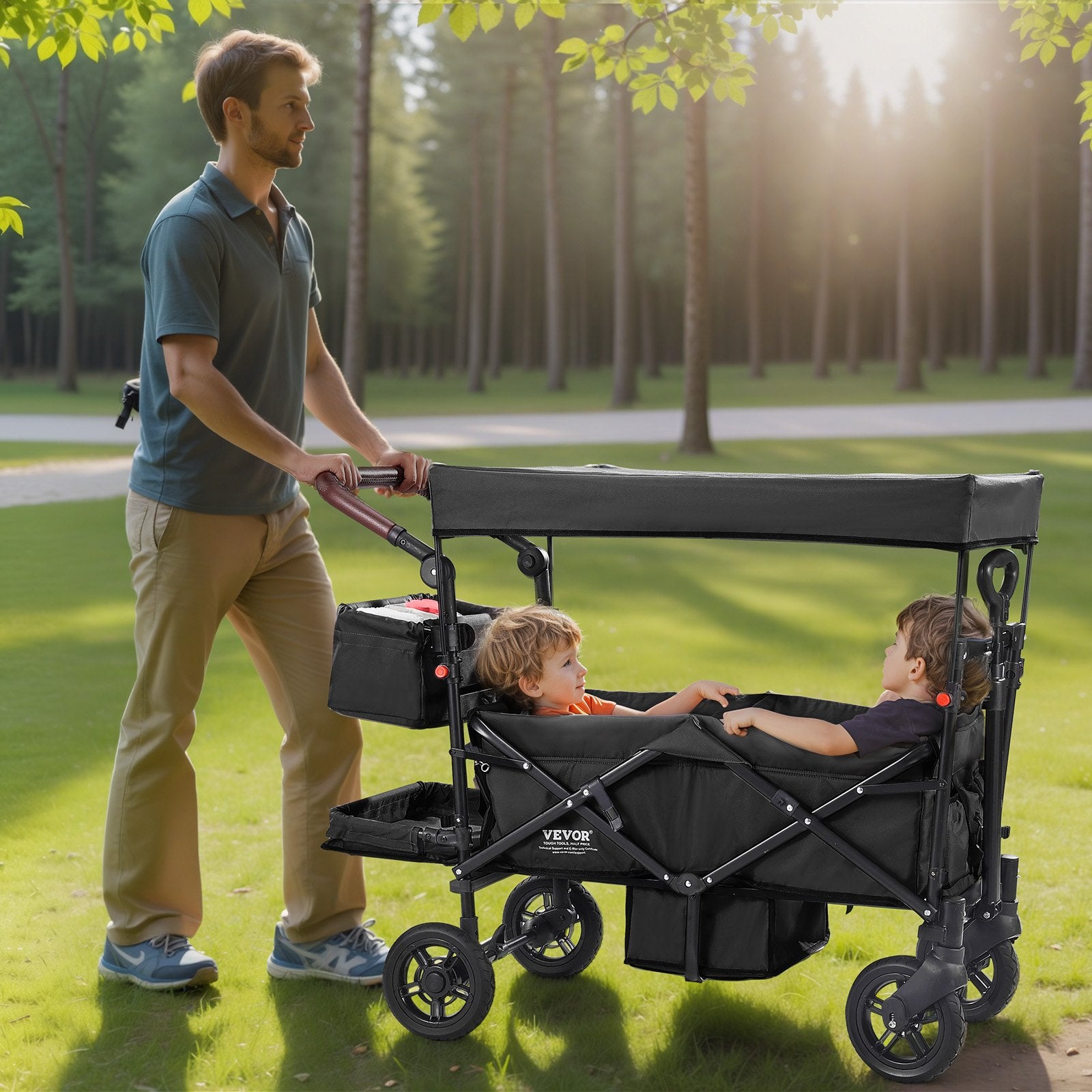 Vežimėlis-vagonėlis dviem vaikams VEVOR IM-662-HS, 25 kg apkrova