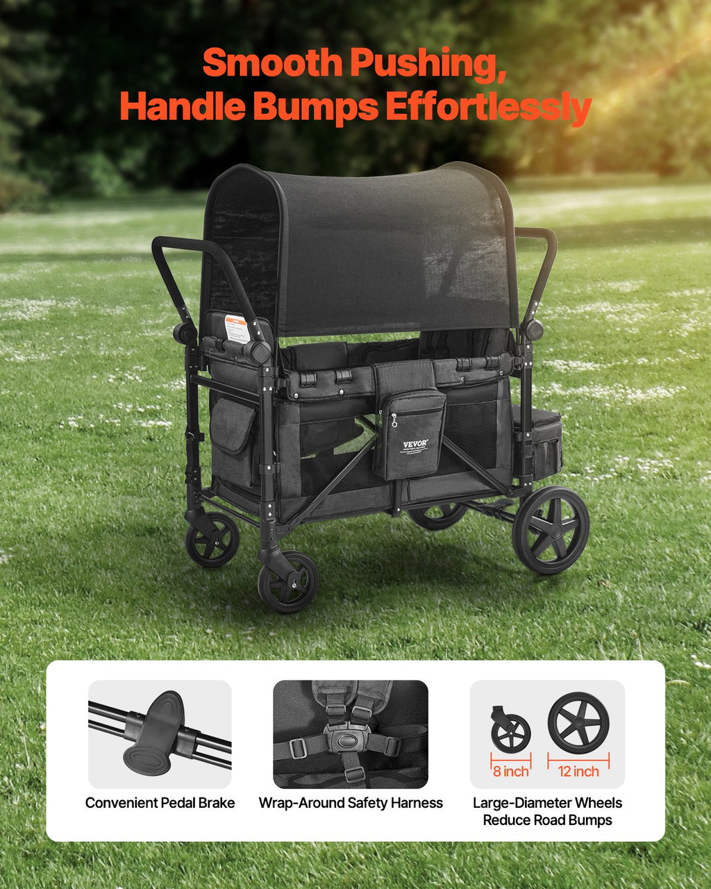 Vežimėlis-vagonėlis keturiems vaikams VEVOR IM4seater-PS, 150 kg apkrova