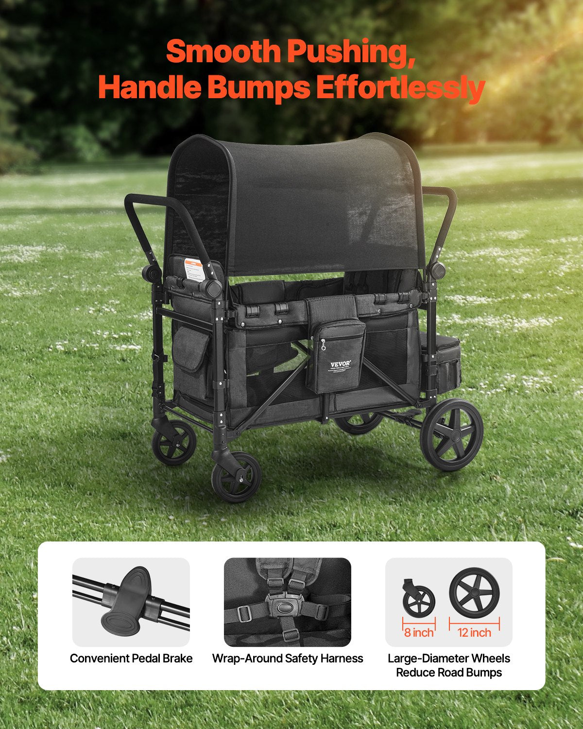 Vežimėlis-vagonėlis keturiems vaikams VEVOR IM4seater-PS, 150 kg apkrova