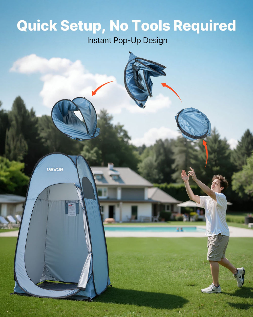 Pop-up dušo palapinė VEVOR POP474783, 119x119x210 cm