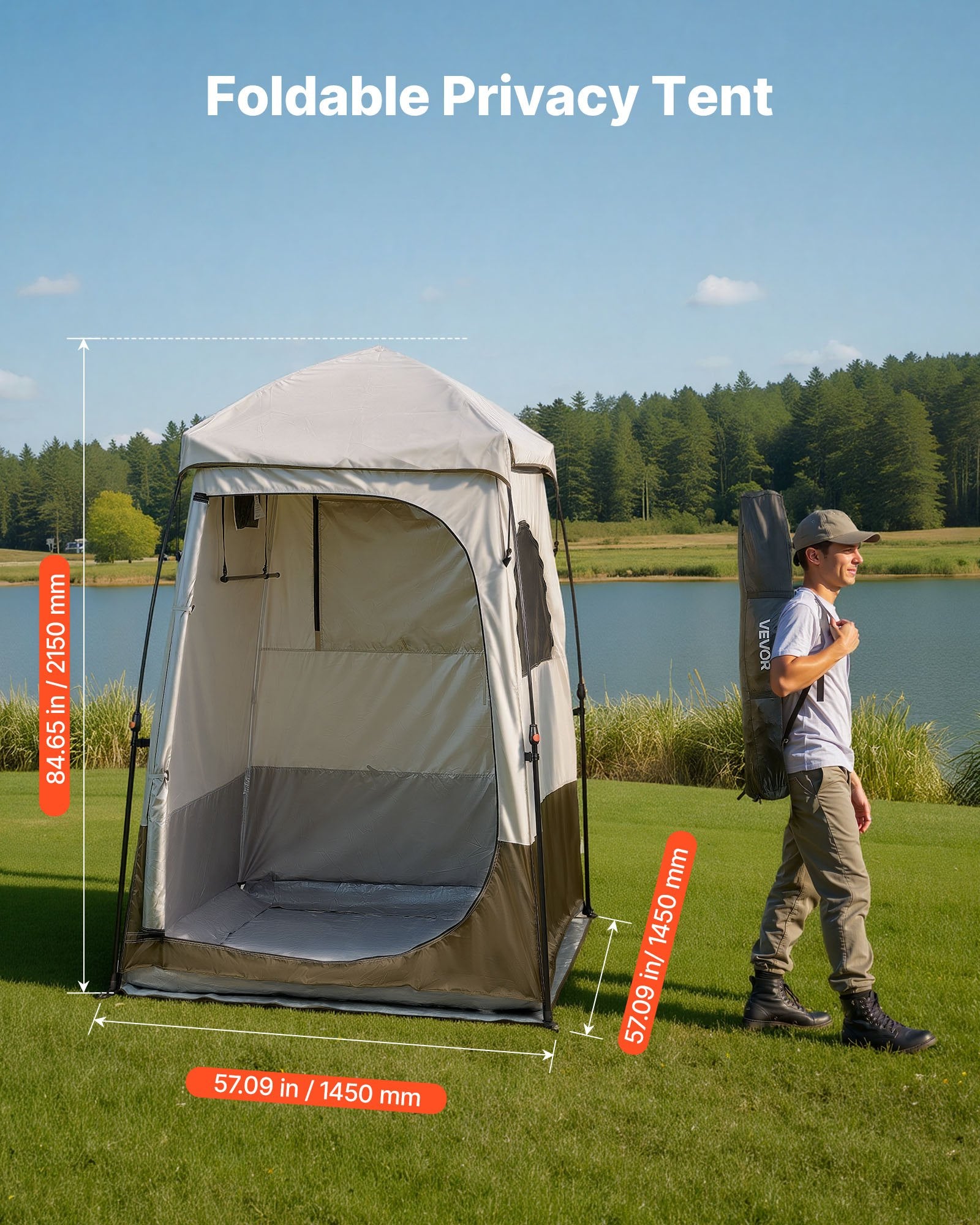 Dušo ir persirengimo palapinė VEVOR YL-fold tent4, 145x145x215 cm