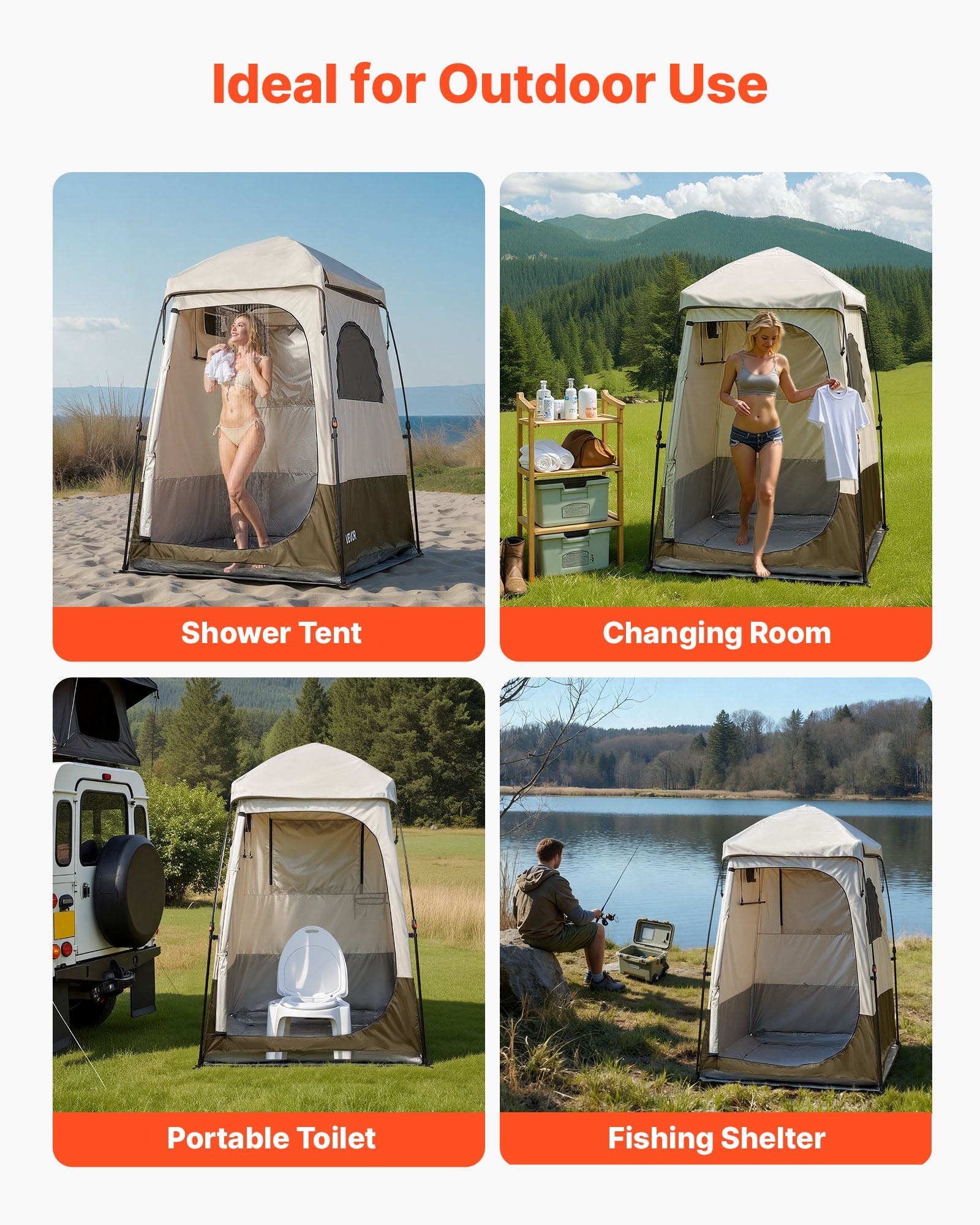 Dušo ir persirengimo palapinė VEVOR YL-fold tent4, 145x145x215 cm