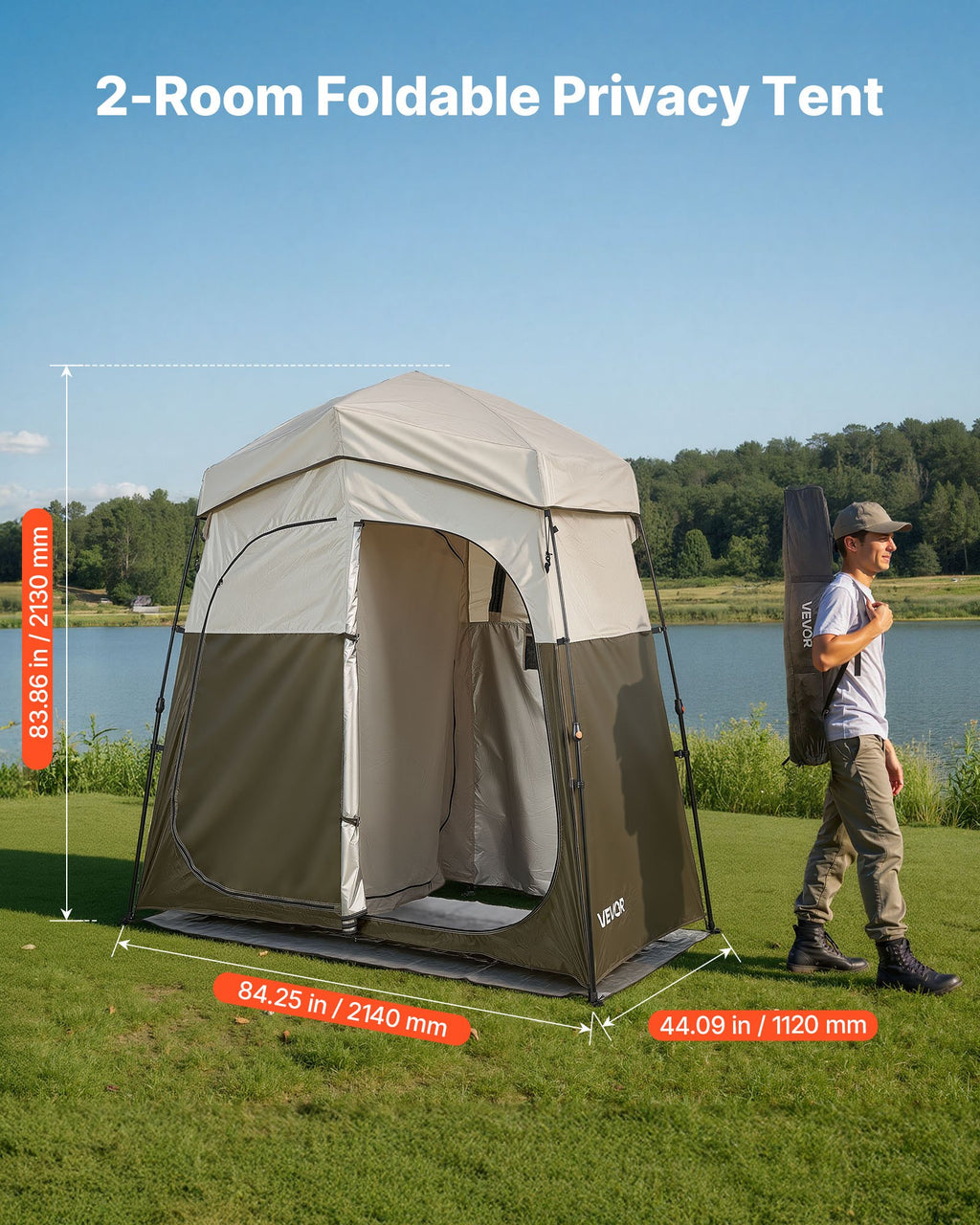 Kempingo dušo palapinė VEVOR YL-fold tent6, 2 skyrių
