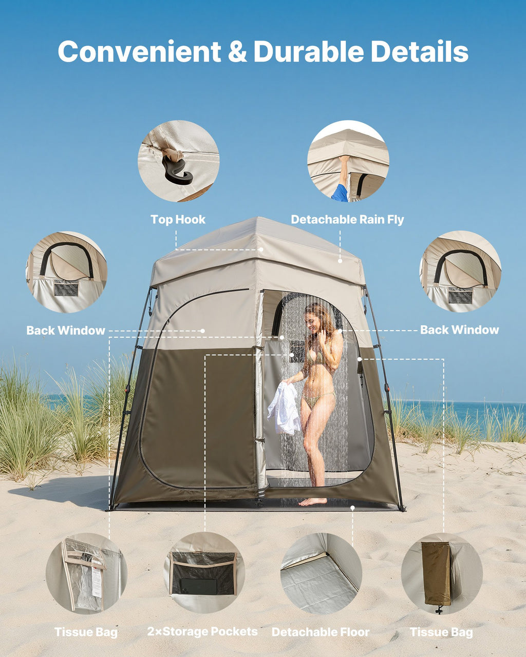 Kempingo dušo palapinė VEVOR YL-fold tent6, 2 skyrių
