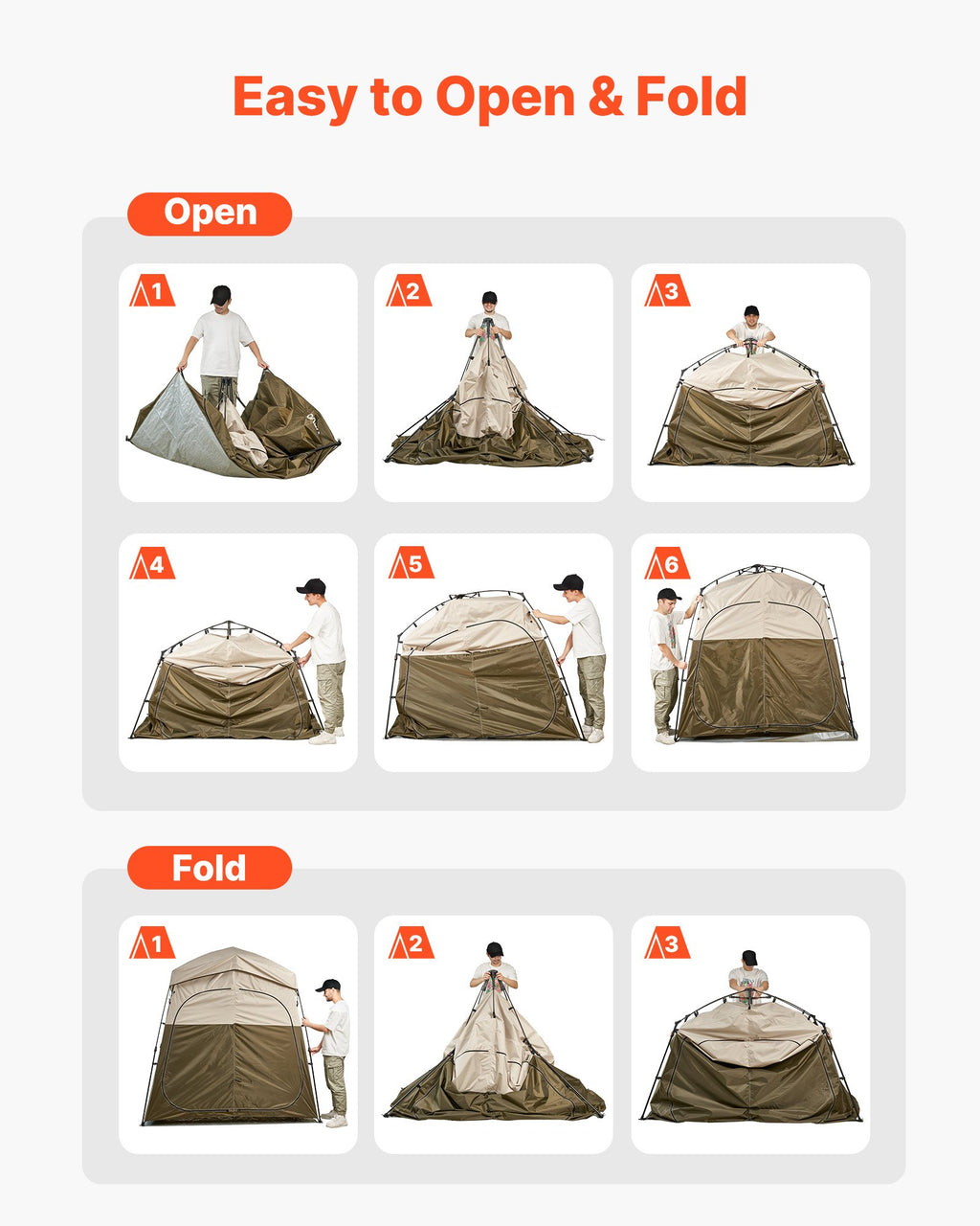 Kempingo dušo palapinė VEVOR YL-fold tent6, 2 skyrių
