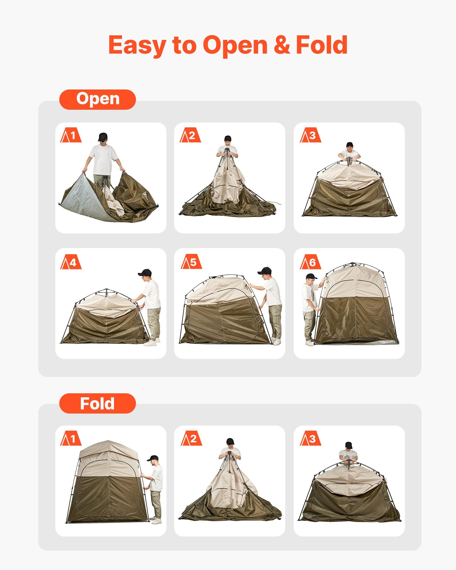 Kempingo dušo palapinė VEVOR YL-fold tent6, 2 skyrių