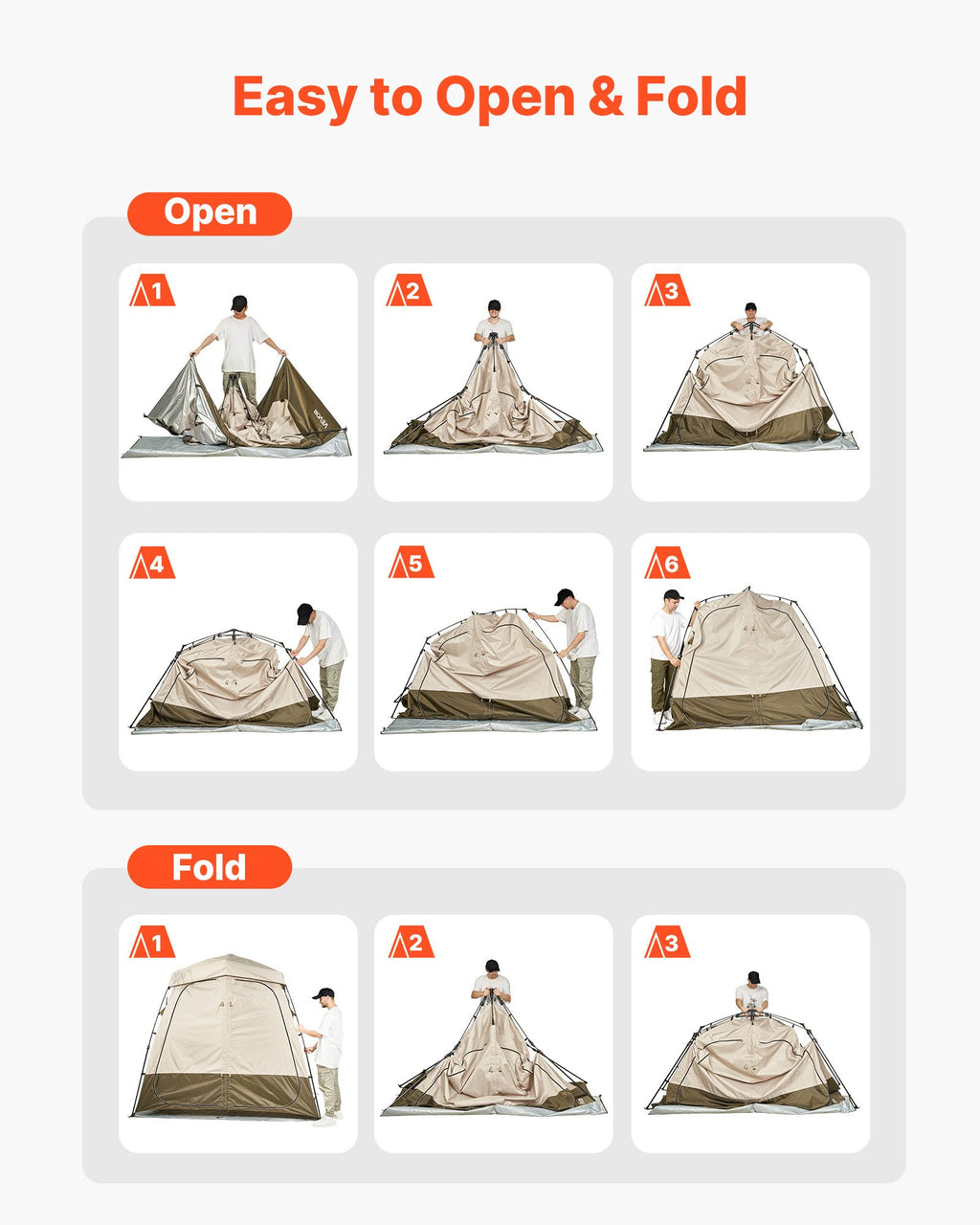 Dviejų dalių dušo ir persirengimo palapinė VEVOR YL-fold tent5, 250 cm ilgio