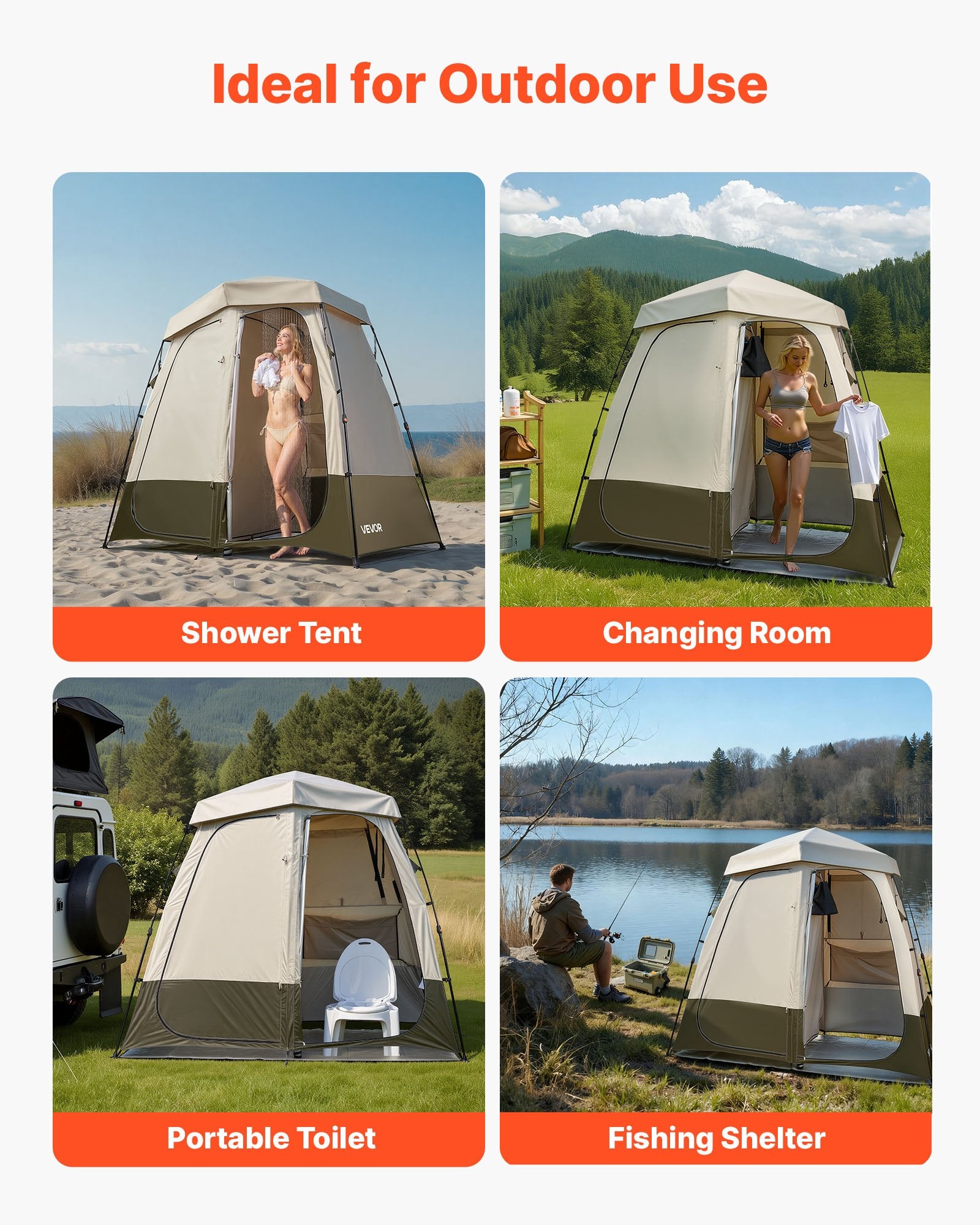 Dviejų dalių dušo ir persirengimo palapinė VEVOR YL-fold tent5, 250 cm ilgio