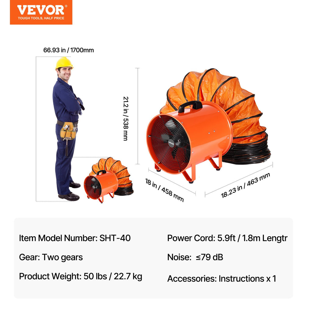 Nešiojamas pramoninis ventiliatorius VEVOR BT-SHT16A-U(D)5, 5175 CFM