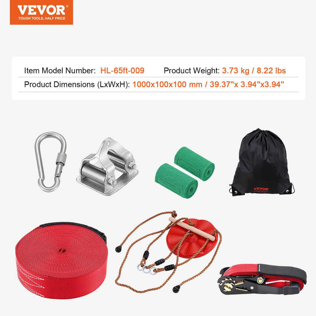 Trosinis nusileidimas (Zipline) VEVOR HL-65ft-009, 20 m ilgis
