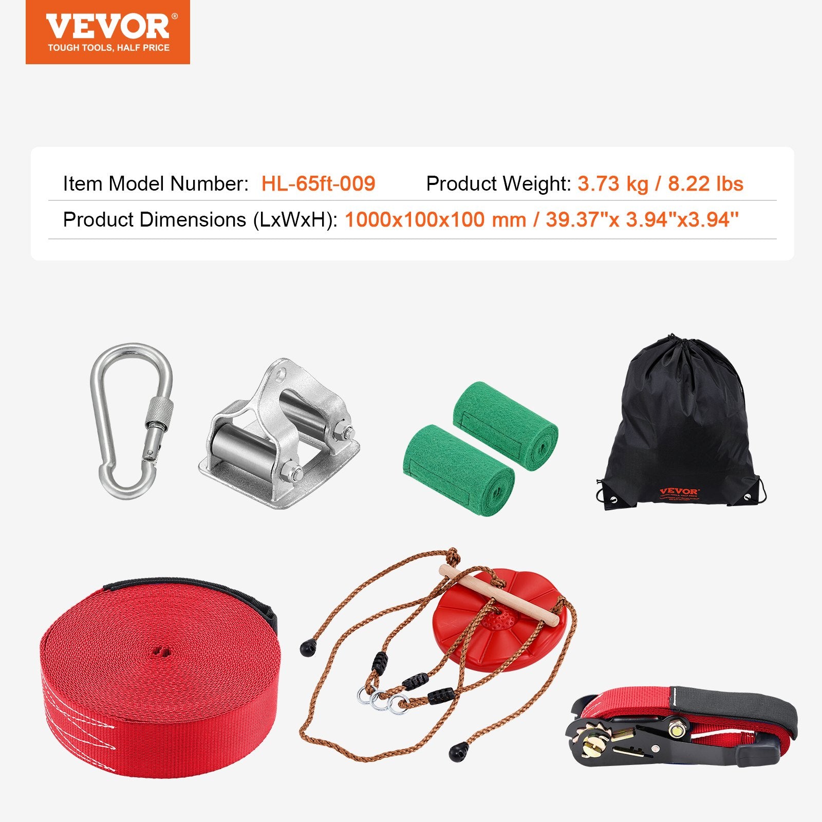 Trosinis nusileidimas (Zipline) VEVOR HL-65ft-009, 20 m ilgis