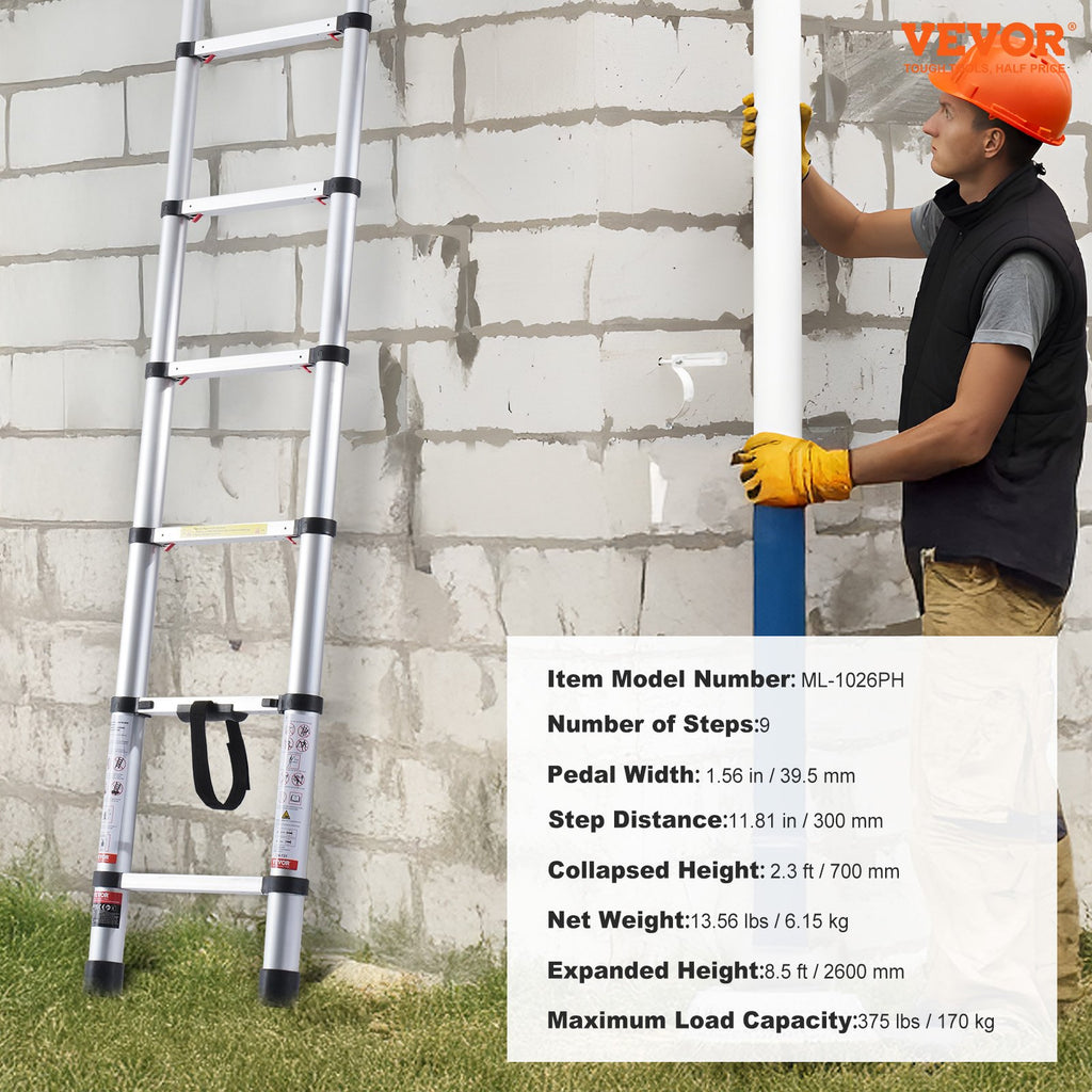 Teleskopinės kopėčios VEVOR ML-1026PH, 2,6 m
