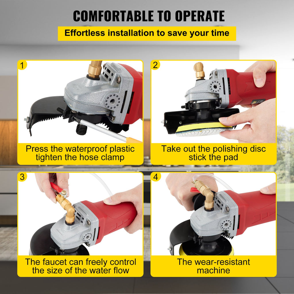 Šlapias akmens poliruoklis VEVOR Wet Polisher 8pcs Pads, 860W
