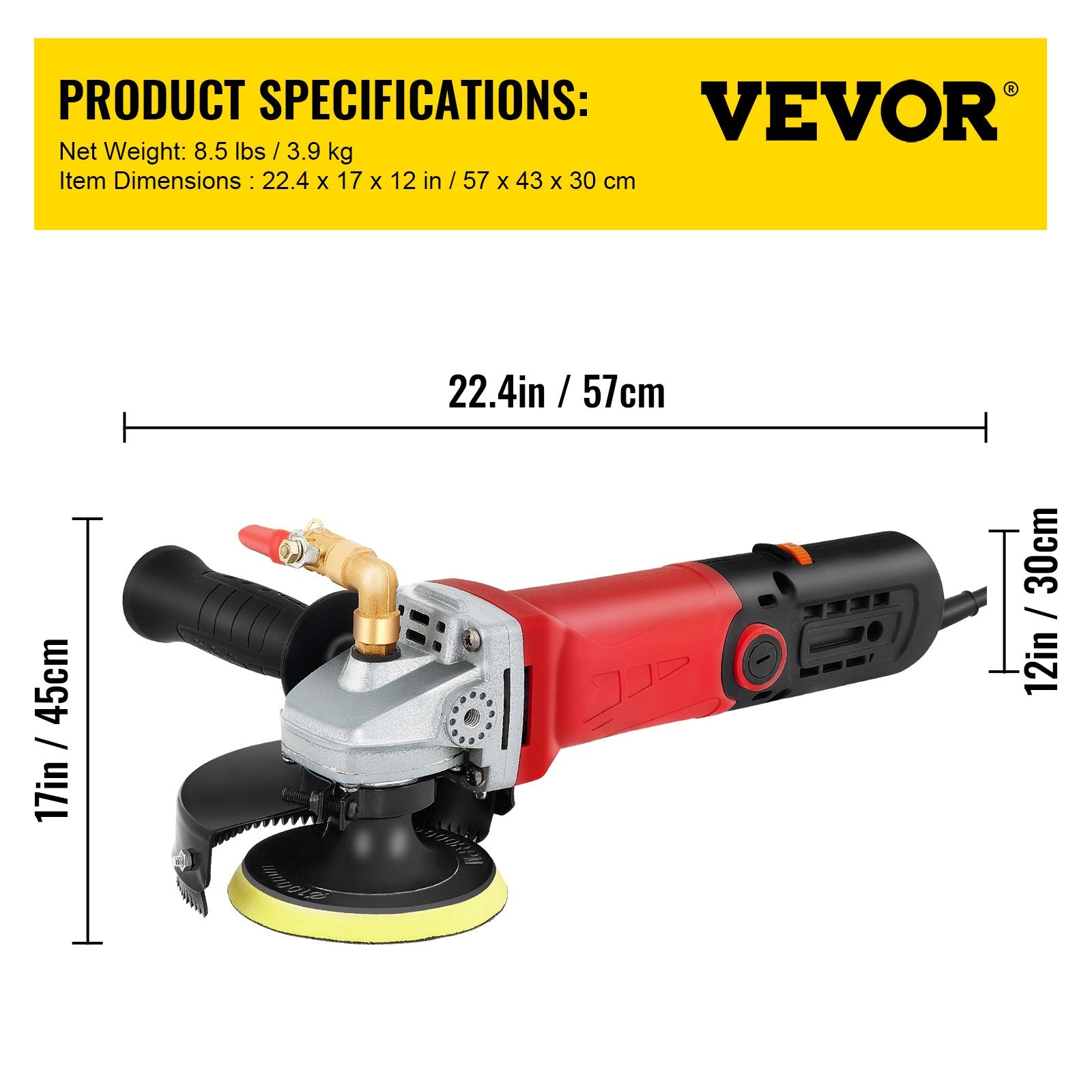 Šlapias akmens poliruoklis VEVOR Wet Polisher 8pcs Pads, 860W