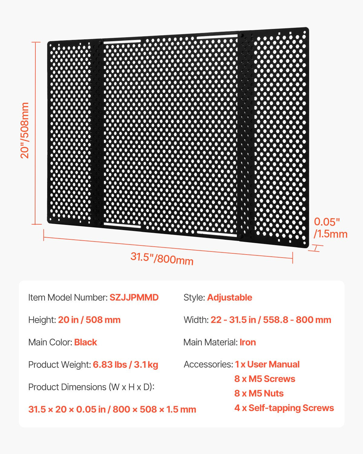 Kemperio durų apsauga VEVOR SZJJPMMD, 558,8–800 mm
