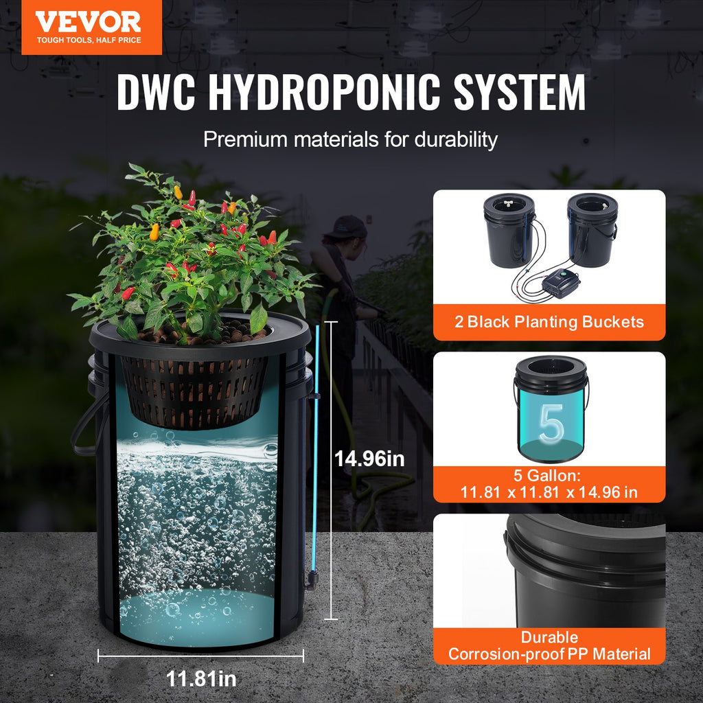 Hidroponinė auginimo sistema VEVOR EHW0002C-DR, 2 talpos po 20 l