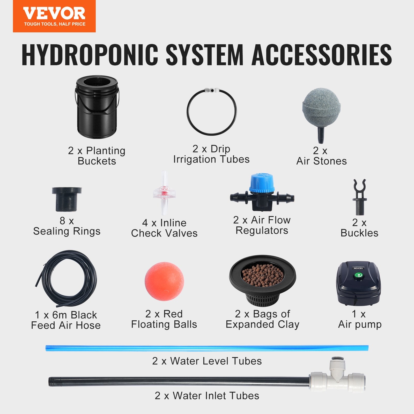 Hidroponinė auginimo sistema VEVOR EHW0002C-DR, 2 talpos po 20 l