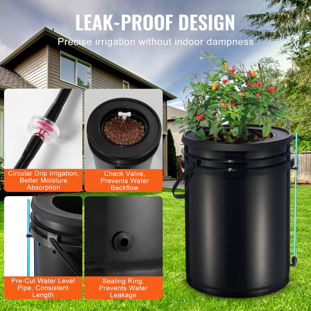Hidroponinė sistema VEVOR RDWC EHW0104C-DR, 4 talpos po 18,9 l