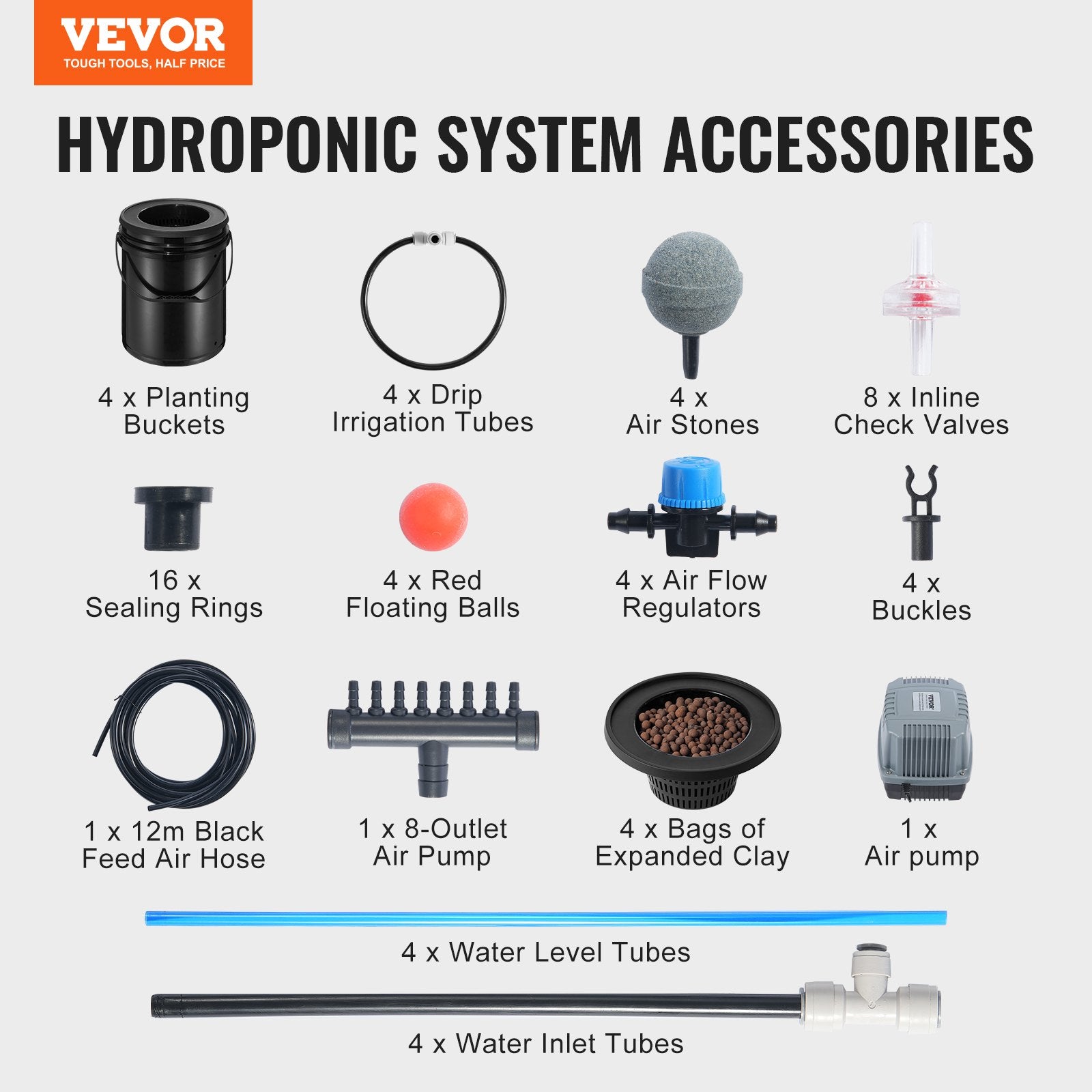 Hidroponinė auginimo sistema VEVOR EHW0004C-DR, 4 talpos po 20 l