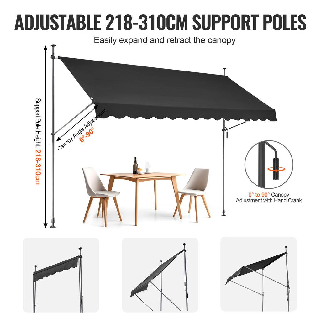 Ištraukiama markizė terasai VEVOR SDA350120-2, 350 x 120 cm