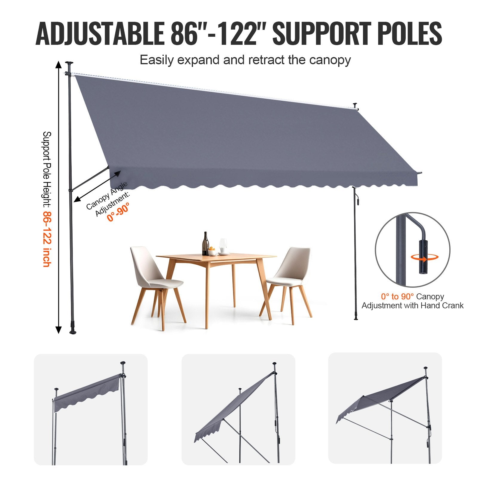 Ištraukiama markizė terasai VEVOR SDA450120-1, 450 x 120 cm