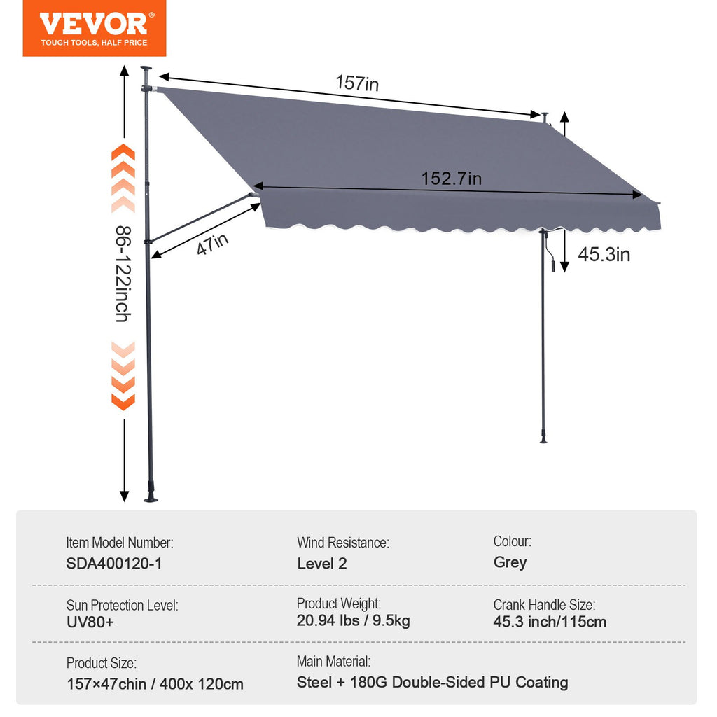 Ištraukiama markizė VEVOR SDA400120-1, 400 x 120 cm