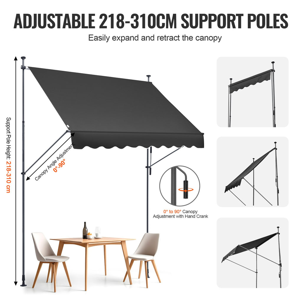 Ištraukiama markizė terasai VEVOR SDA250120-2, 250 x 120 cm