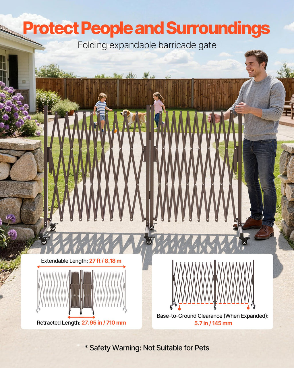 Išplečiamas apsauginis barjeras VEVOR XSJ-S-0009, 8,18 m