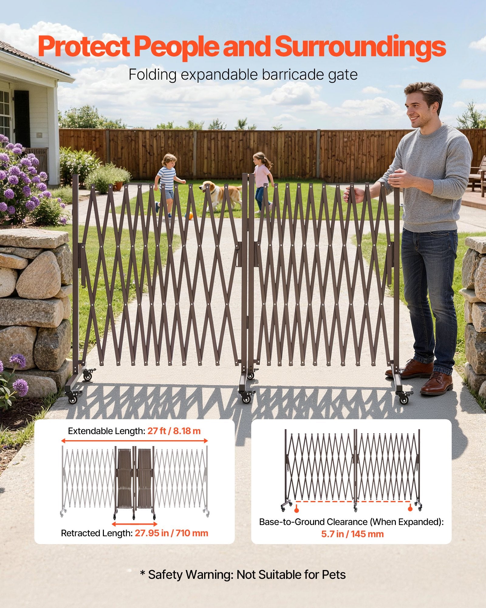 Išplečiamas apsauginis barjeras VEVOR XSJ-S-0009, 8,18 m