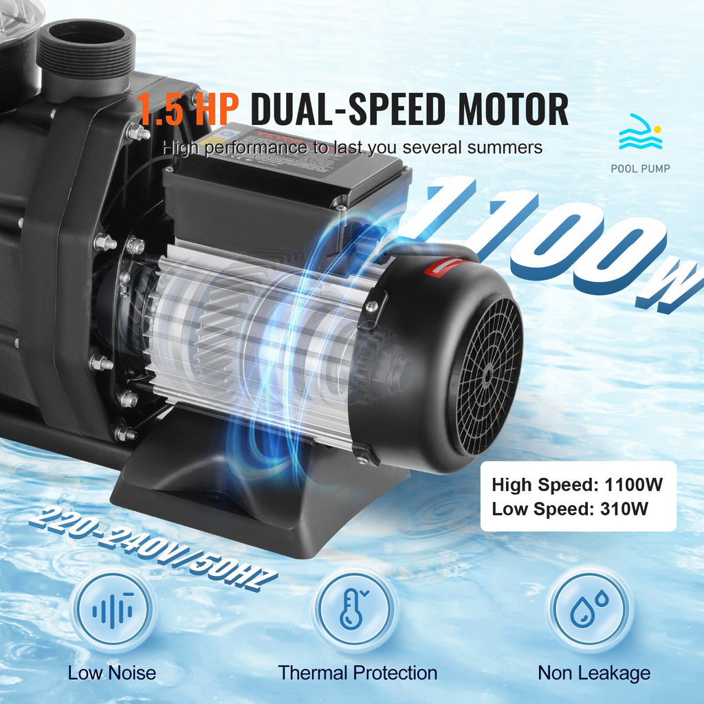 Antžeminių baseinų siurblys VEVOR SPP200E-II, 1100 W