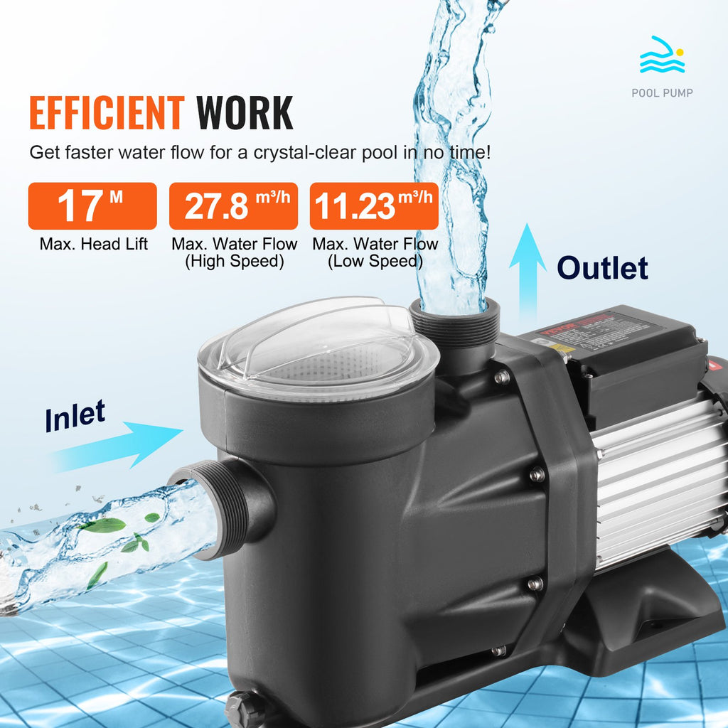 Antžeminių baseinų siurblys VEVOR SPP200E-II, 1100 W