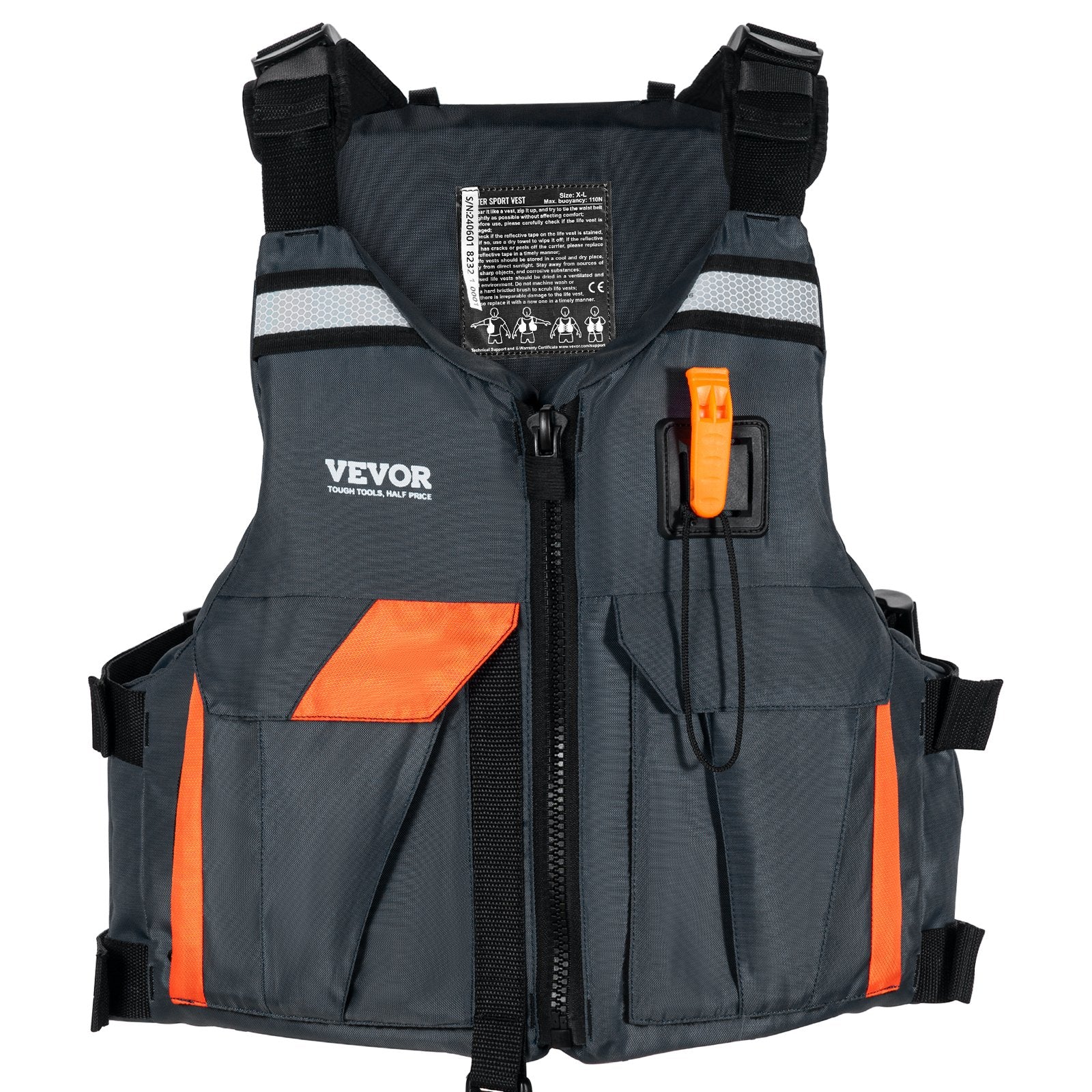 Gelbėjimosi liemenė VEVOR XDPM/V, 110N plūdrumas, XL dydis
