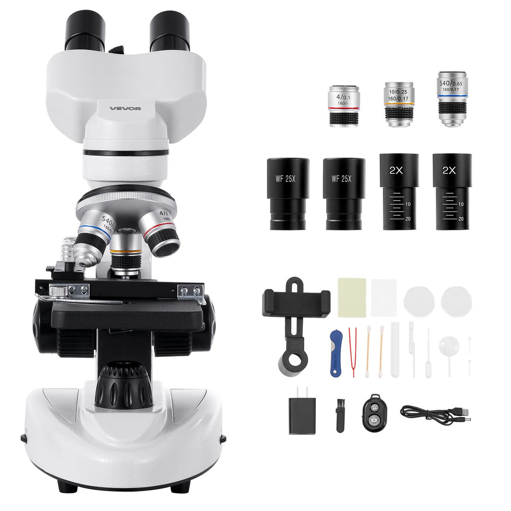 Binokulinis mikroskopas VEVOR H-20A, 40-2000x padidinimas