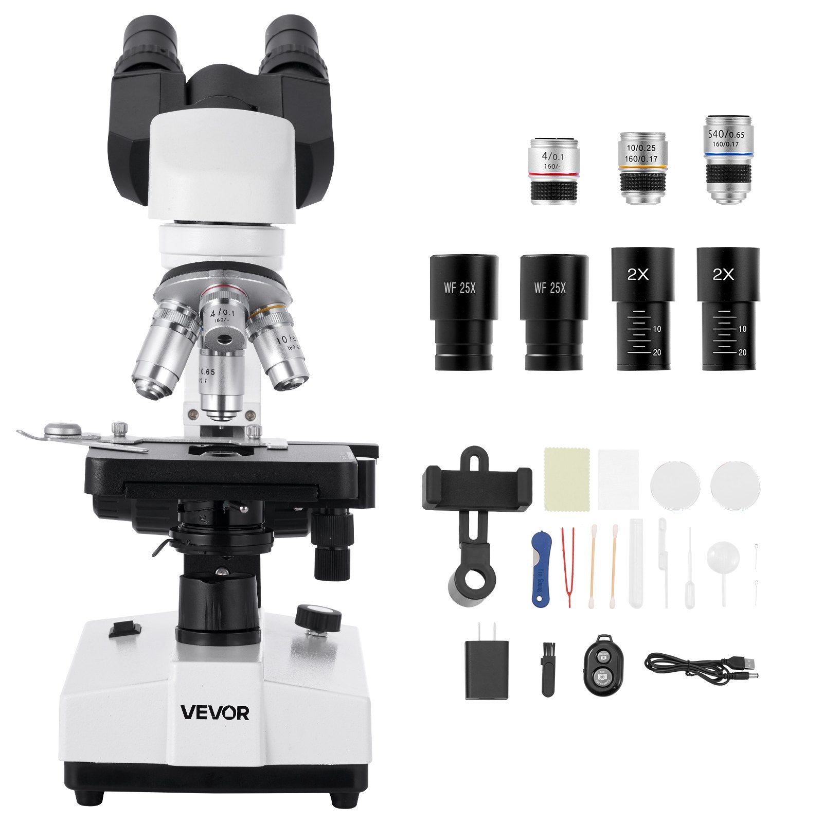 Binokulinis mikroskopas VEVOR XSP-36-1000, 40-5000x padidinimas