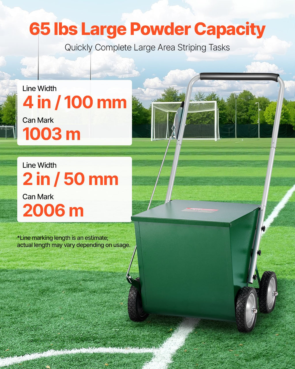 Aikščių žymėjimo vežimėlis VEVOR RFS-065, 29,5 kg talpa