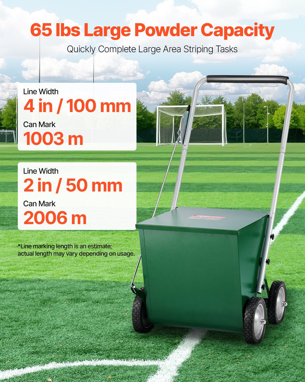 Aikščių žymėjimo vežimėlis VEVOR RFS-065, 29,5 kg talpa
