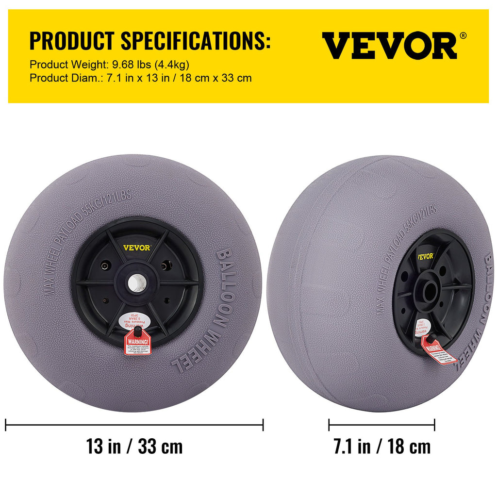 Paplūdimio ratai VEVOR 33 cm, 2 vnt. komplektas