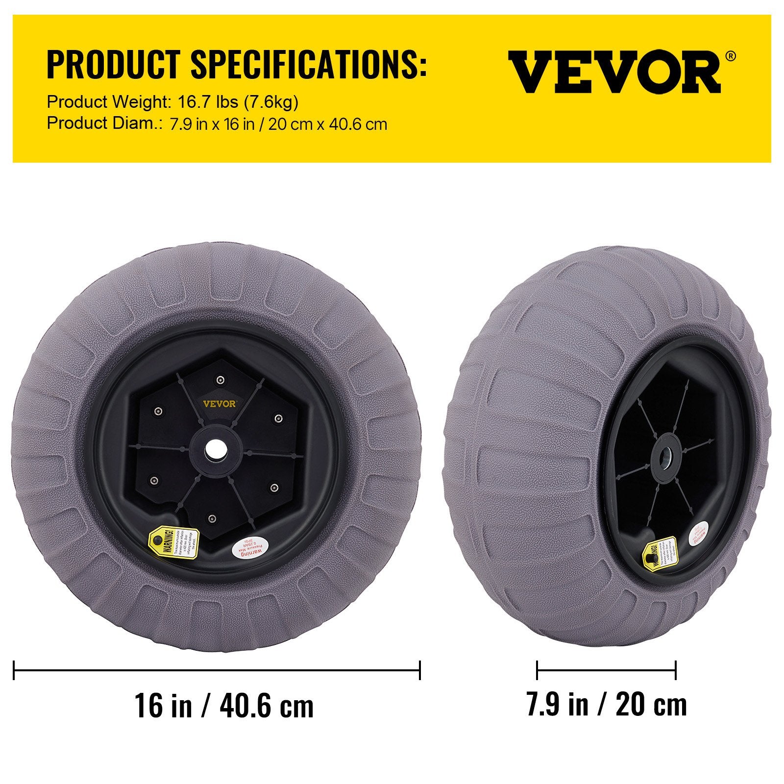 Paplūdimio ratų komplektas VEVOR 16", 2 vnt.