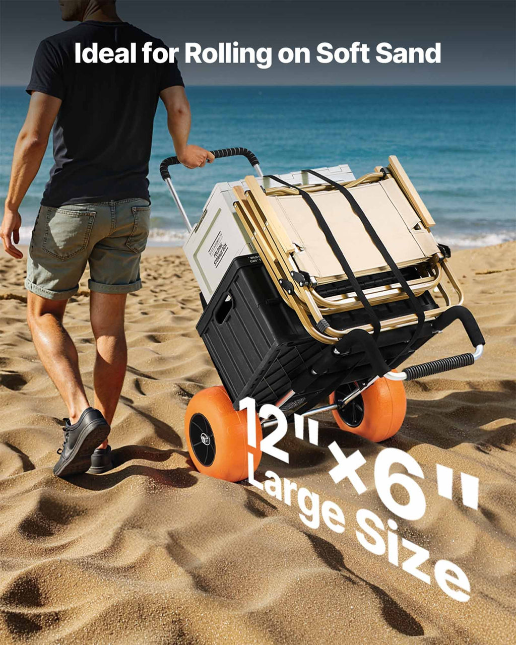 Paplūdimio vežimėlis VEVOR CGY30003A-12SIS, 75 kg keliamoji galia