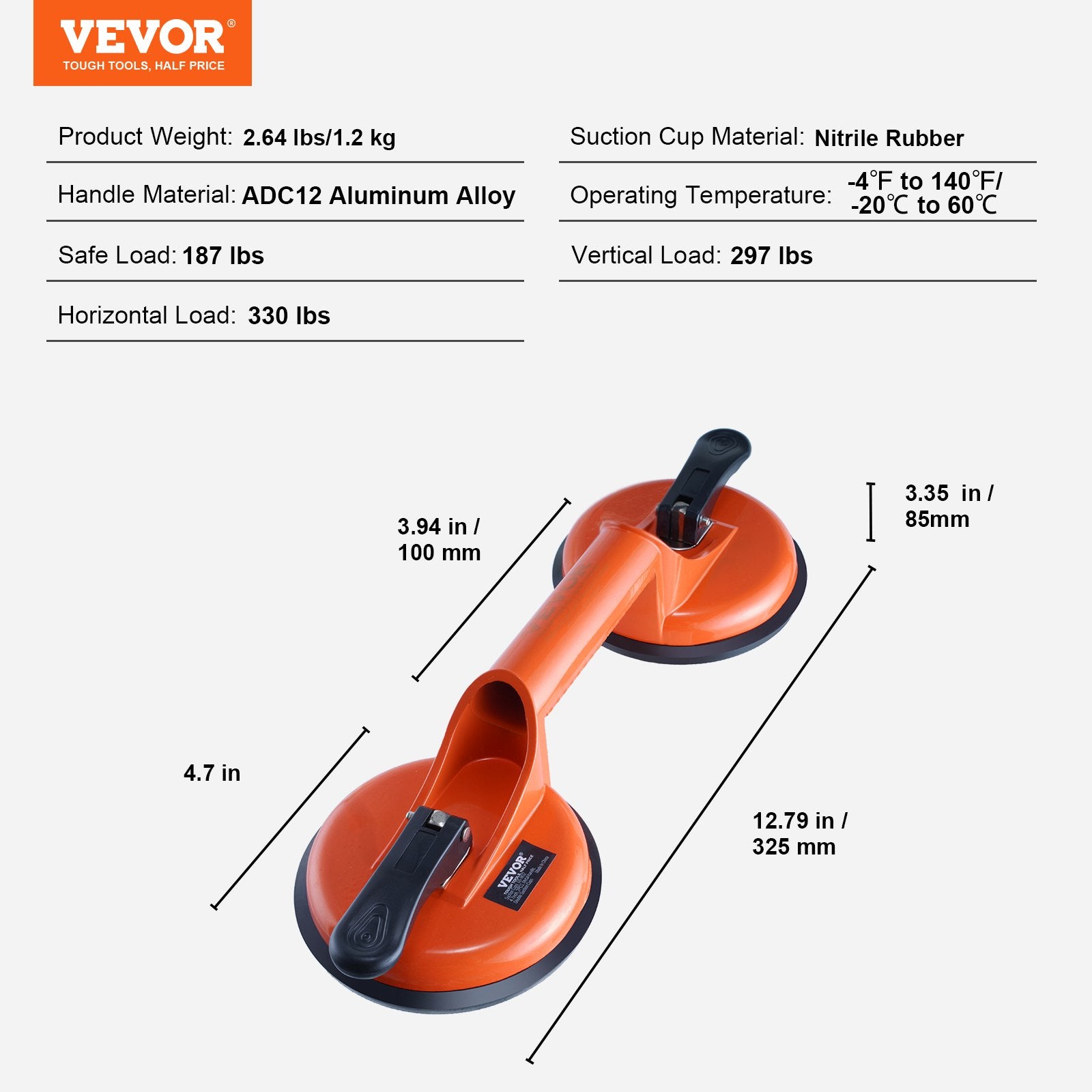 Vakuuminių siurbtukų komplektas VEVOR GS-N02, 150 kg keliamoji galia