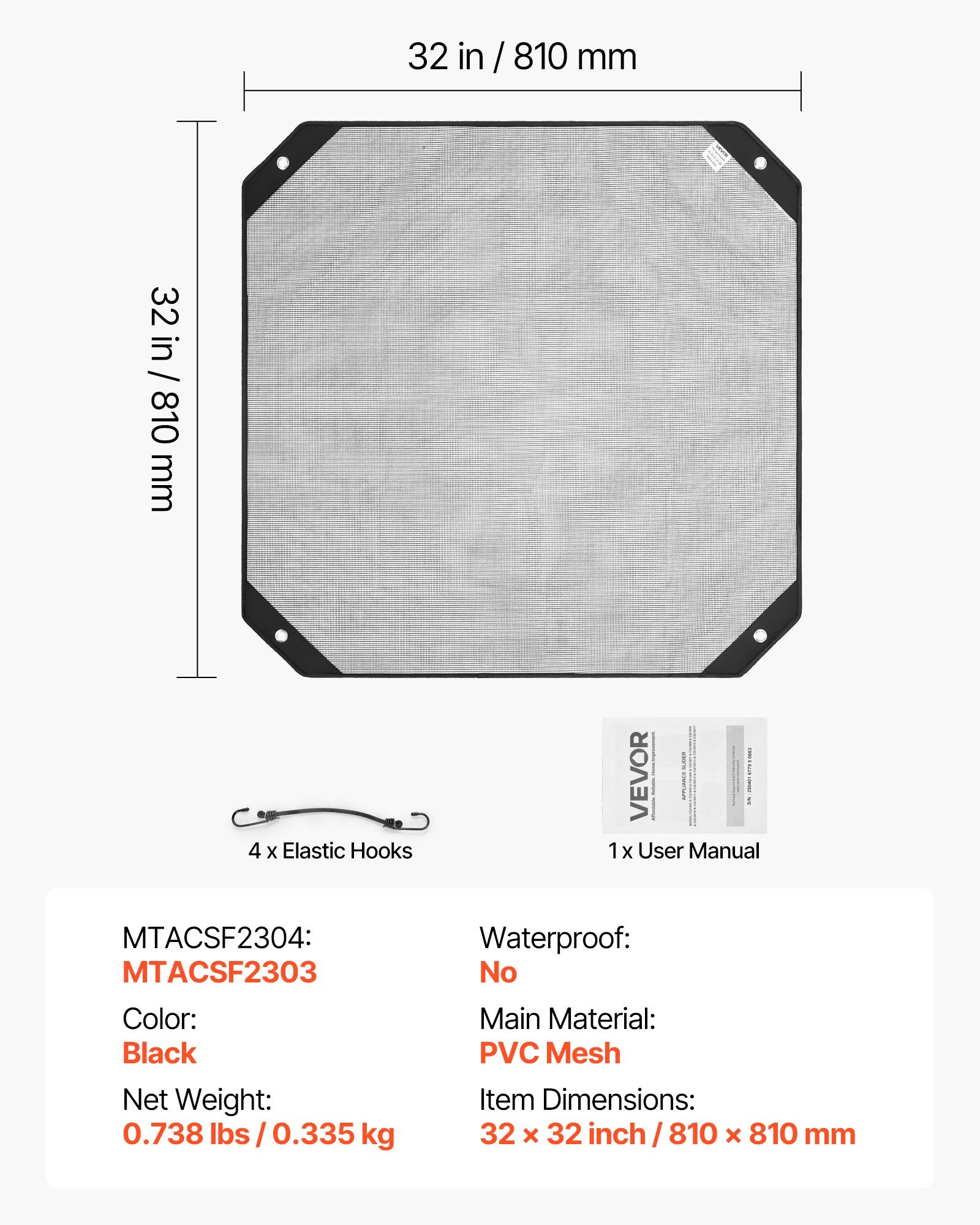 Oro kondicionieriaus išorinio bloko uždangalas VEVOR MTACSF2303, 810 x 810 mm