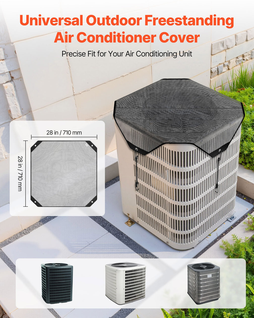 Oro kondicionieriaus išorinio bloko apsauginis tinklelis VEVOR MTACSF2302, 710 x 710 mm