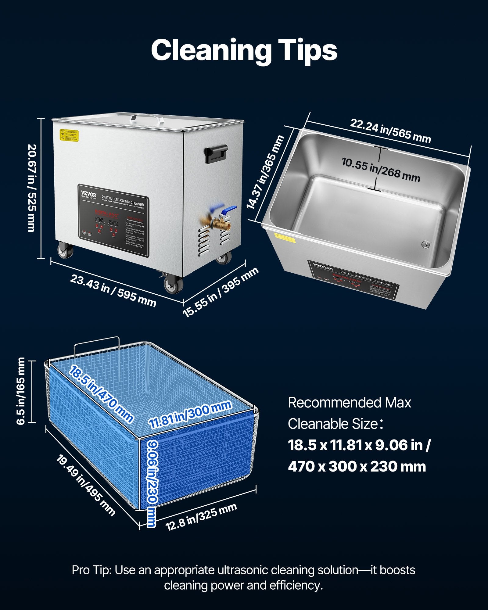 Ultragarsinė vonelė VEVOR SS5, 50 l, 840 W