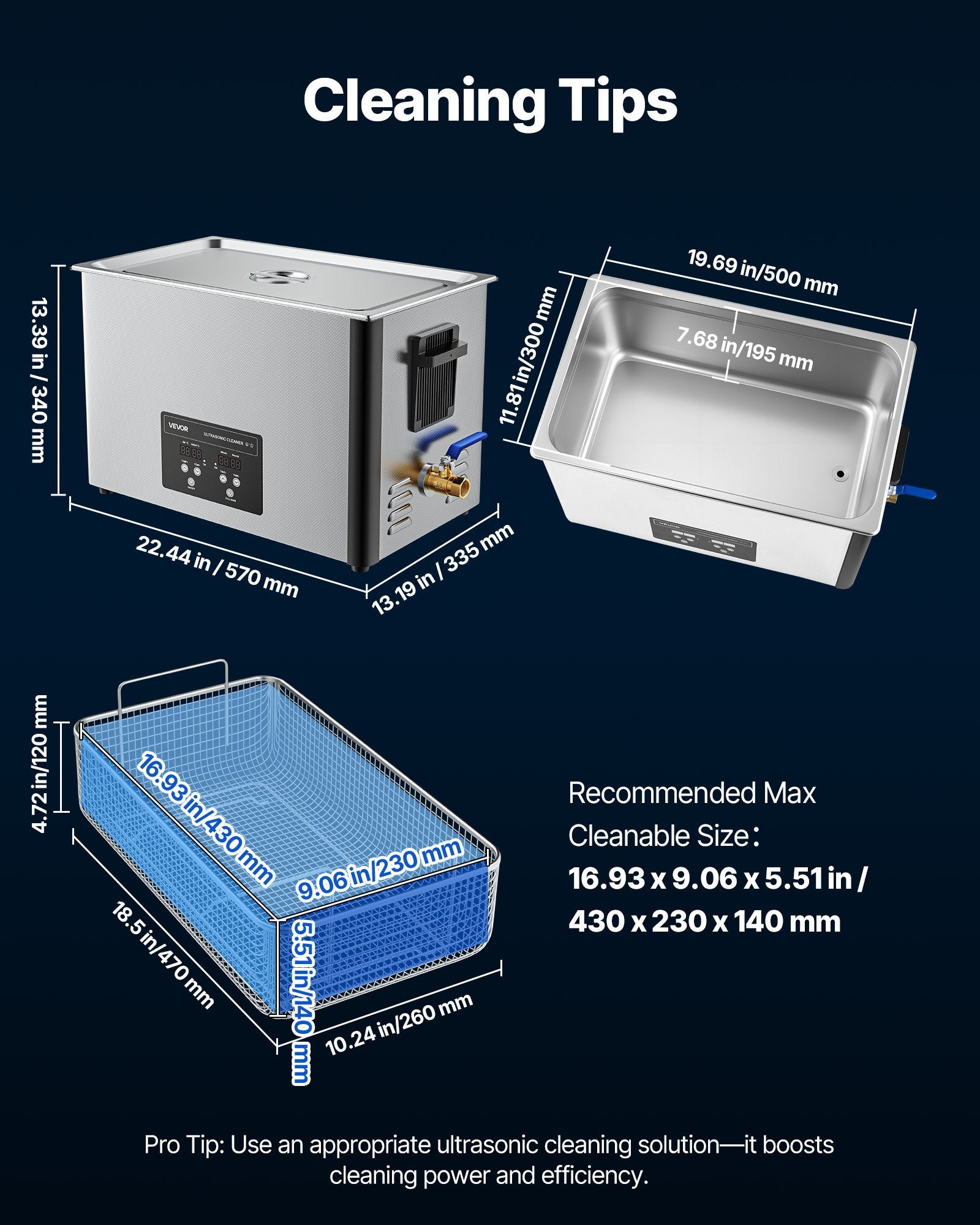 Ultragarsinė valyklė VEVOR TH-100ATP, 30L