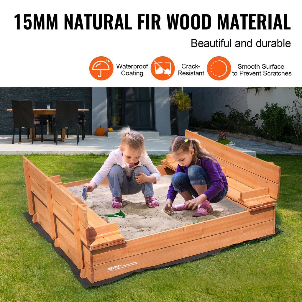 Medinė smėlio dėžė VEVOR WSB-1200E, 133 x 120 cm