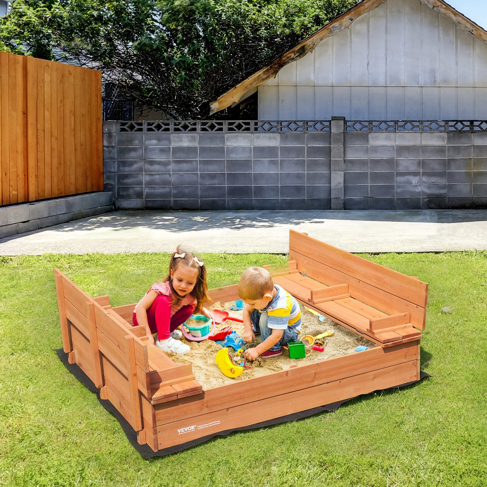 Medinė smėlio dėžė VEVOR WSB-1200E, 133 x 120 cm